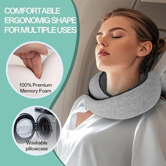 New Travel Pillow Neck Pillow Airplane Memory Foam Travel Neck Pillow - Picture 3 of 3